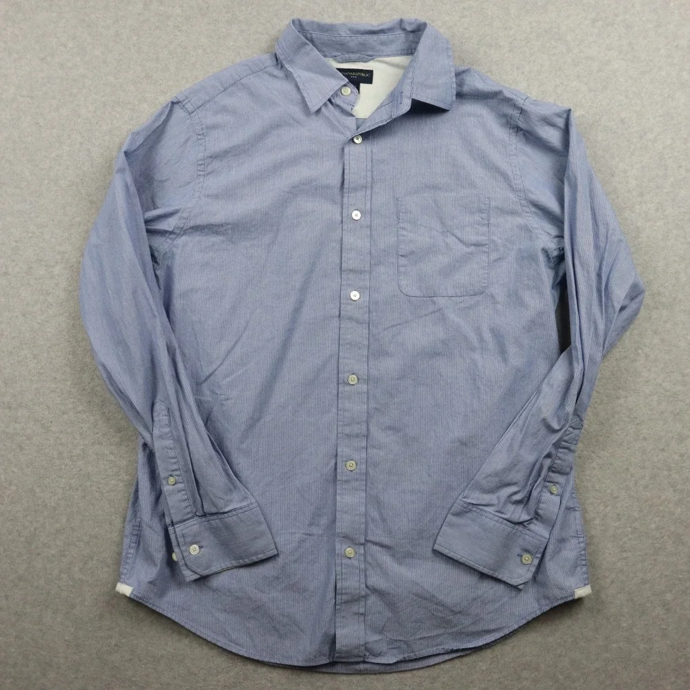 Banana Republic Shirt Mens Large Business Casual Pocket Button Blue‎ Long Sleeve